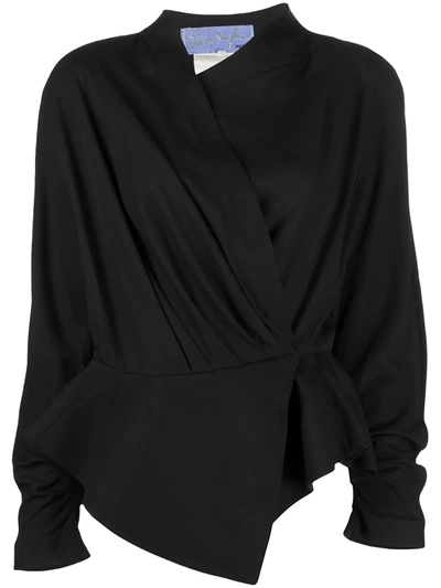 Pre-owned Mugler 1980s Draped Wrap Jacket In Black