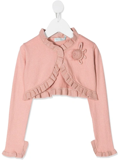 Abel & Lula Teen Cropped Frill Cardigan In Pink