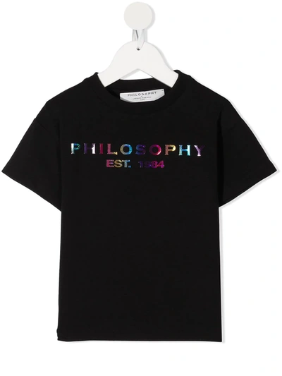 Philosophy Di Lorenzo Serafini Kids' Embroidered Logo Cotton Jersey T-shirt In Black