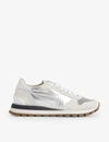 BRUNELLO CUCINELLI METALLIC MESH AND SUEDE MID-TOP TRAINERS,R03663949