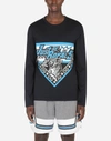 DOLCE & GABBANA LONG-SLEEVED COTTON T-SHIRT WITH LEOPARD PRINT