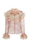 ZIMMERMANN LUCKY TIERED SILK BLOUSE,814946