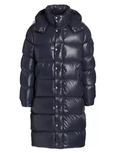 Moncler Hanoverian Down-quilted Hooded Coat In Blue
