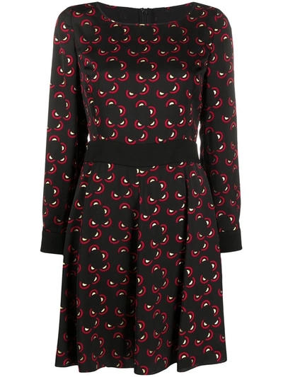 Emporio Armani Geometric Print Short Dress In Black