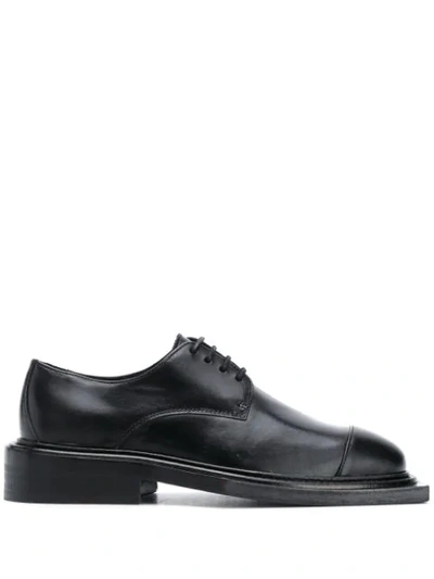 Martine Rose Square Toe Embossed Derby Shoes In Black