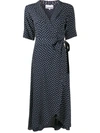 GANNI HEART PRINT WRAP DRESS