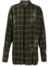 PALM ANGELS DISTRESSED PLAID SHIRT