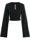 RICK OWENS V-NECK CROPPED BLOUSE