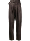 P.A.R.O.S.H HIGH-WAISTED LEATHER TROUSERS