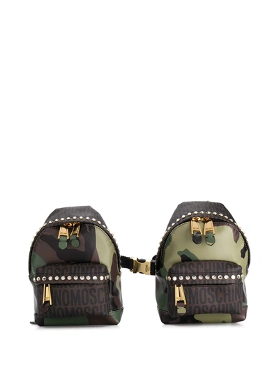 Moschino Camouflage Dual-compartment Backpack Vest In Green