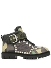 MOSCHINO STUDDED CAMOUFLAGE BOOTS