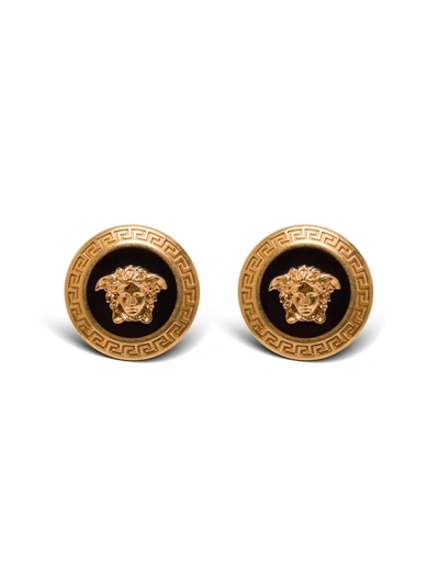 Versace Metal Earrings With Medusa Logo In Black