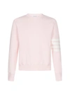 Thom Browne Milano Stitch Knit Cotton Crew Sweater In Lt Pink