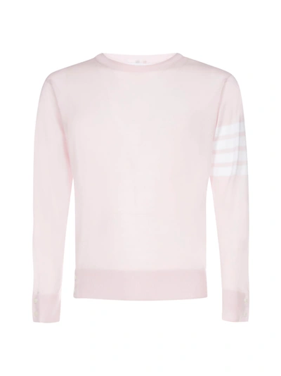 Thom Browne Milano Stitch Knit Cotton Crew Sweater In Light Pink