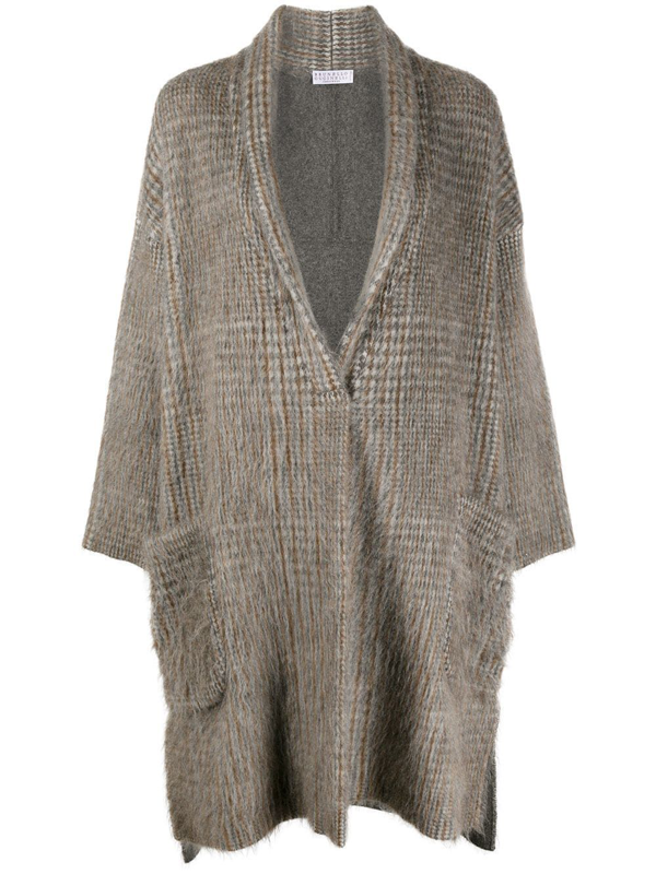 Brunello Cucinelli Women's Grey Wool Cardigan | ModeSens