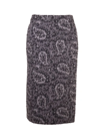 Fendi Women's Fq7178ad9if0wg5 Grey Wool Skirt