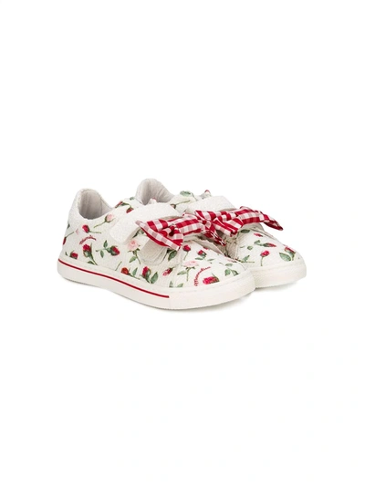 Monnalisa Kids' Gingham Check Trainers In White