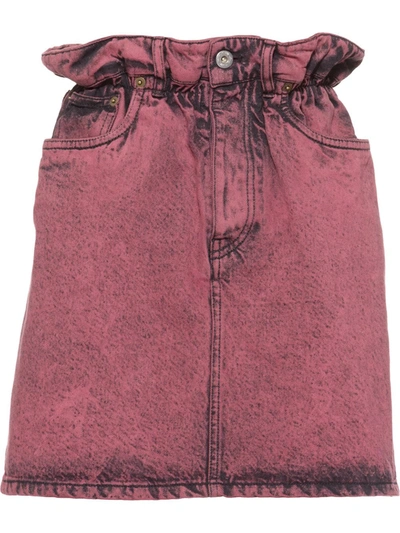 Miu Miu Marbleized Denim Skirt In Pink