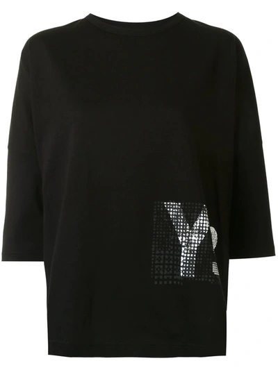 Y's Embellished Short-sleeved T-shirt In Black