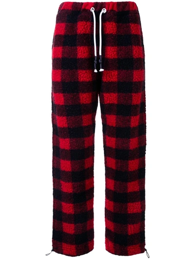 Palm Angels Check-pattern Textured Track Trousers In Red