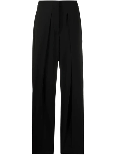Stella Mccartney High-waisted Straight-leg Wool Trousers In Black