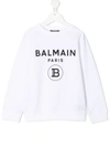 Balmain Kids' White Sweatshirt For Girl With Logo