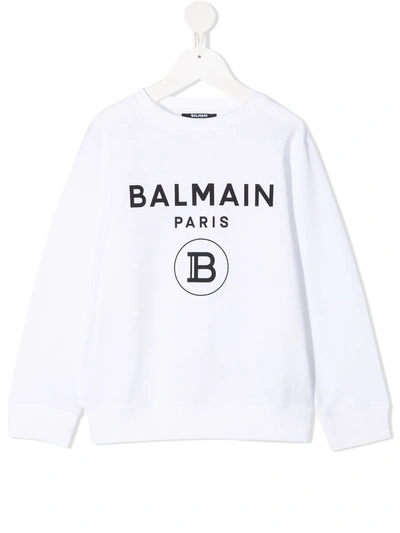 Balmain Kids' White Sweatshirt For Girl With Logo
