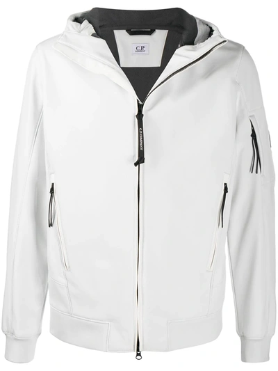 C.p. Company Zipped Hooded Jacket In White