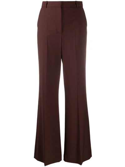 Joseph High-waisted Flared Tailored Trousers In Brown