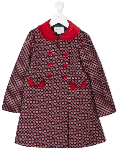 Gucci Kids' Gg Double-breasted Coat In Multicolour