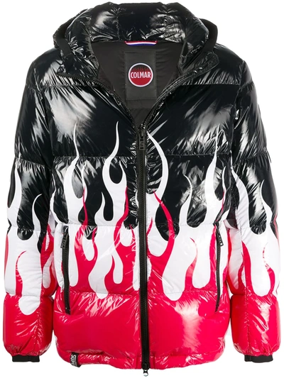 Colmar Flame-print Quilted Jacket In Black