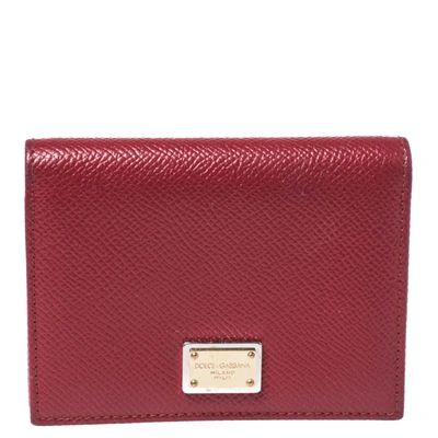 Pre-owned Dolce & Gabbana Red Leather Flap Card Holder