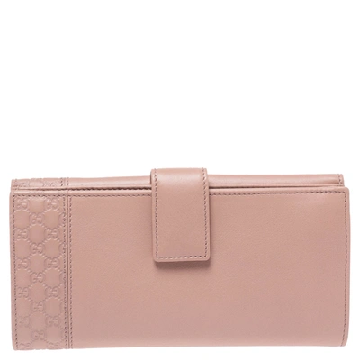 Pre-owned Gucci Blush Pink Leather Continental Wallet