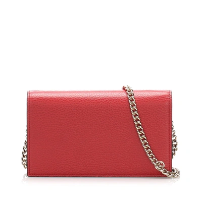 Gucci Betty Leather Wallet On Chain In Red