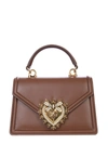 DOLCE & GABBANA DEVOTION SMALL BROWN LEATHER HANDBAG,C8778722-E930-47DF-4EB3-65A692B2FD38