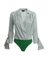 Elisabetta Franchi Green Viscose Bodysuit In Green