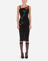 DOLCE & GABBANA SHEATH DRESS WITH ROSE EMBROIDERY