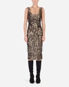 Dolce & Gabbana Sheath Dress With Leopard-look Sequin Embellishment In Multicolor