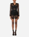 DOLCE & GABBANA GALLOON LACE MINI DRESS WITH DRAPED DETAILING