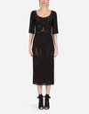 DOLCE & GABBANA Short-sleeved cady midi dress with intaglio detailing