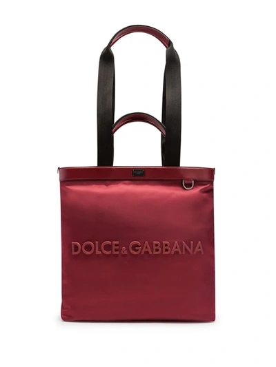 Dolce & Gabbana Logo-embossed Tote Bag In Red