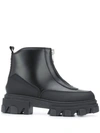 Ganni Zip-up Leather Ankle Boots In Black