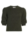 Bytimo Knit Puff-sleeve Top In Green