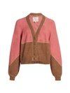 BYTIMO GOLDEN KNIT COLORBLOCK CARDIGAN,400013144545