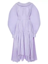 ALEXANDER MCQUEEN Puff-Sleeve Cotton & Silk High-Low Midi Dress