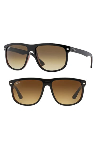 Ray Ban Boyfriend 60mm Flat Top Sunglasses In Black/ Grey