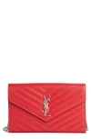 SAINT LAURENT MONOGRAMME CALFSKIN LEATHER WALLET ON A CHAIN,393953BOW02