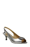 J. Reneé Madeleina Womens Satin Open Toe Slingback Heels In Taupe Metallic Nappa Leather