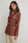 CHLOÉ PU TIE WAIST SHIRT - BROWN