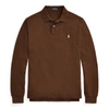 Polo Ralph Lauren Mesh Long-sleeve Polo Shirt In Cooper Brown/cream